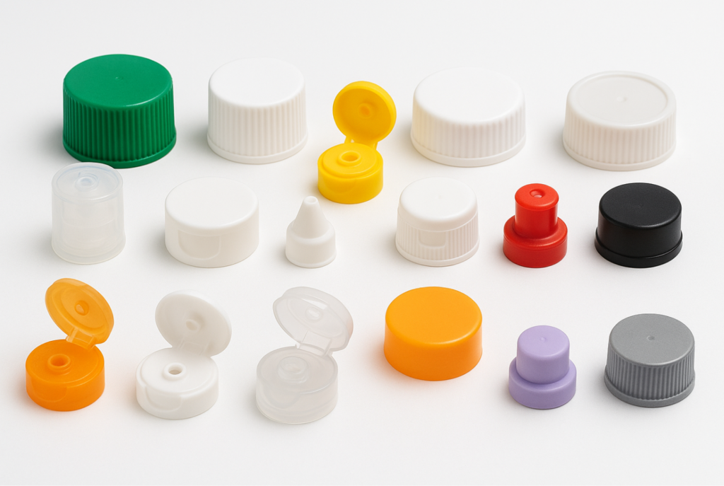 Various plastic caps and closures
